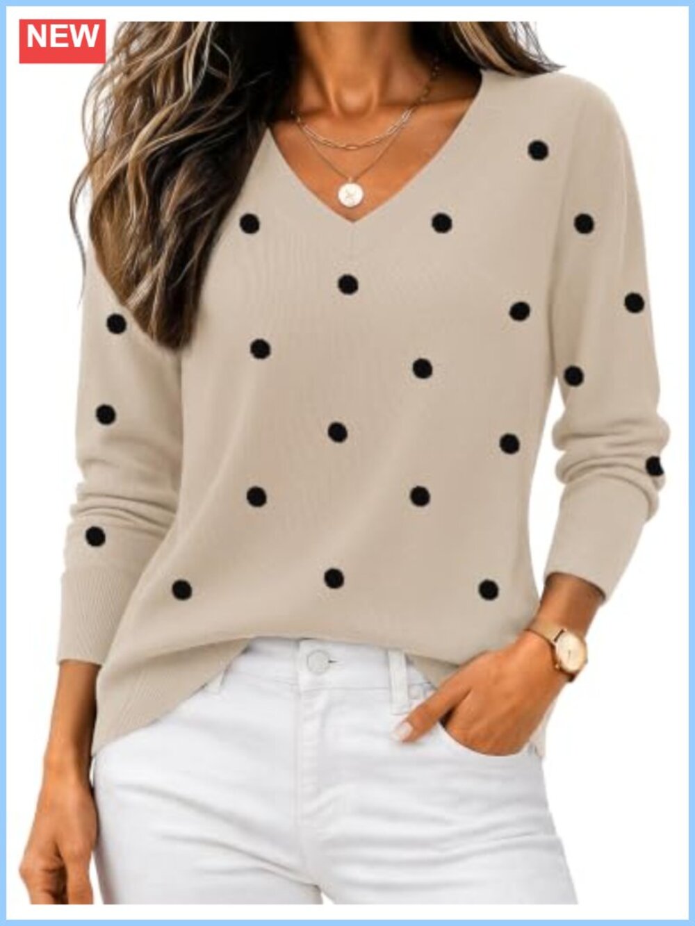 Zeagoo Women's V Neck Long Sleeve Ribbed Knit Sweater Pullover
